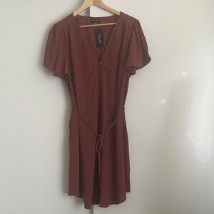 City Chic Short Sleeve Dress - Cinnamon